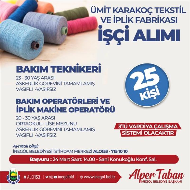 Karakoç Tekstil 25 Personel Alacak