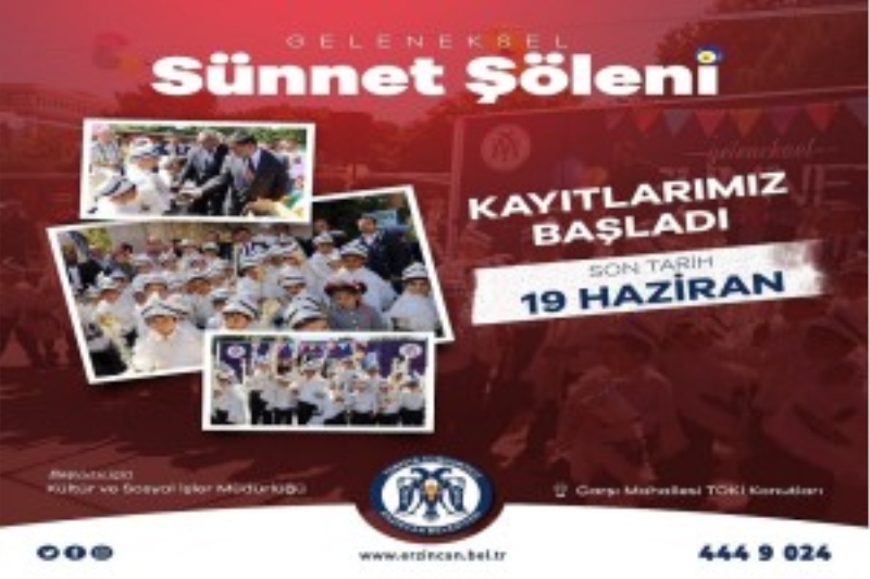 Erzincan Belediyesi Geleneksel Toplu Sünnet Şöleni için kayıtlar başladı