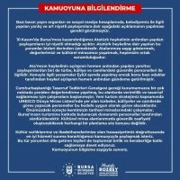 Büyükşehir’den kamuoyuna bilgilendirme