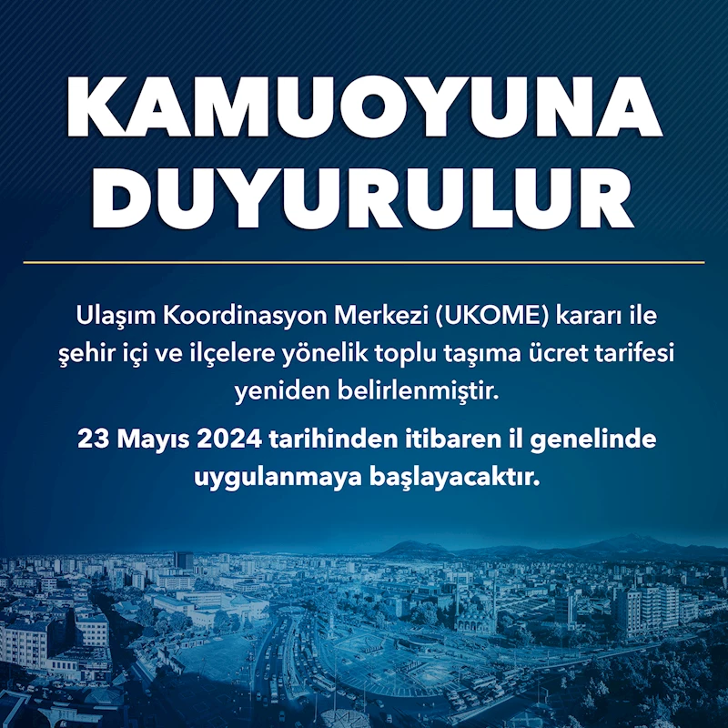 UKOME’den Ulaşım Açıklaması