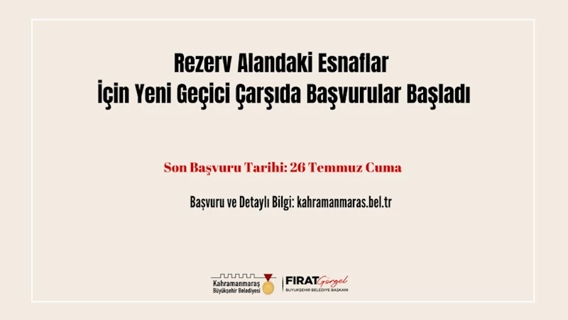 Rezerv Alandaki Esnaflar İçin Yeni Geçici Çarşıda Başvurular Başladı!