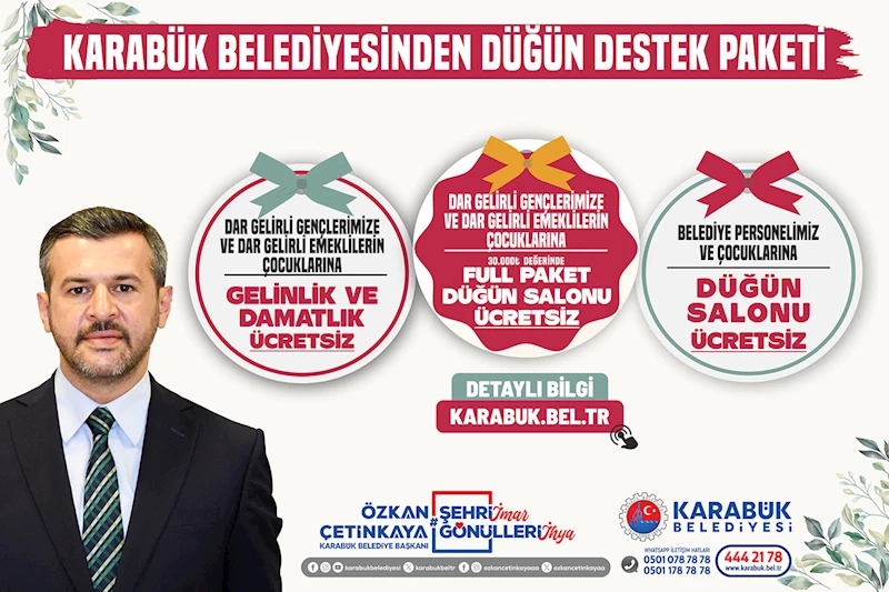 Karabük Belediyesinden Düğün Destek Paketi