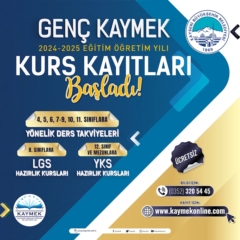 Büyükşehir Genç KAYMEK’te 2024-2025 Eğitim Öğretim Yılı Kurs Kayıtları Başladı